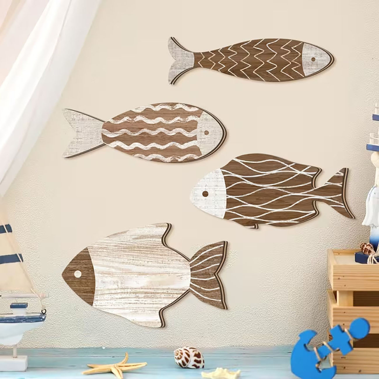 A Set of 4 Wooden Fish Wall De - огляд і ціна Woodworking Glue
